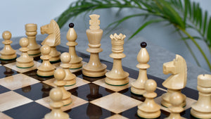 Romanian-Hungarian National Tournament Weighted Chess Pieces in Indian Rosewood & Natural Boxwood - 3.8" King