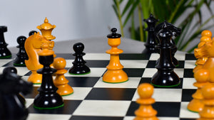 Reproduced Vintage Series Original Austrian Coffee House Old Vienna Chess Pieces in Ebonized and Antique Boxwood V2.0- 3.75" King