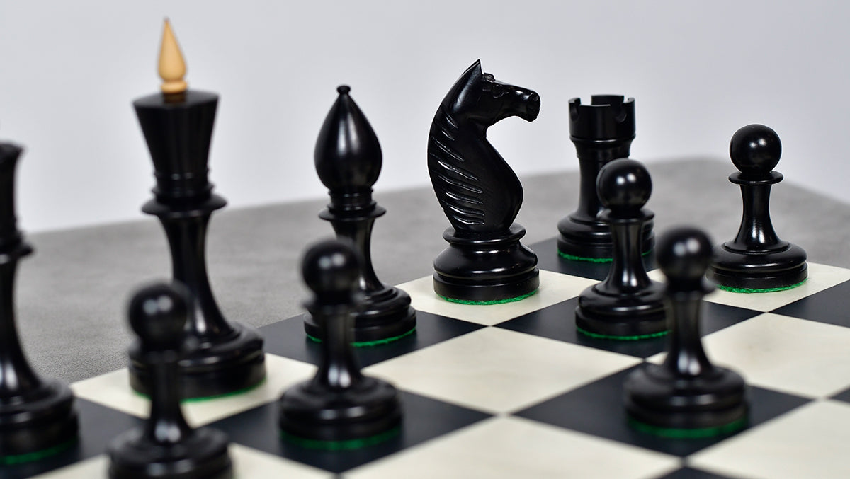 The Repro of Averbakh 1949 Moscow Chess Championship Chess Pieces in Ebonized & Boxwood 4.20 inch King - 1130 Grams Weight