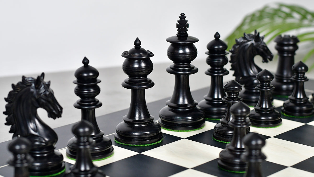The Artisan Knight Handcrafted Luxury Wooden Chess Pieces In Ebony Wood & Natural Boxwood - 4.4" King