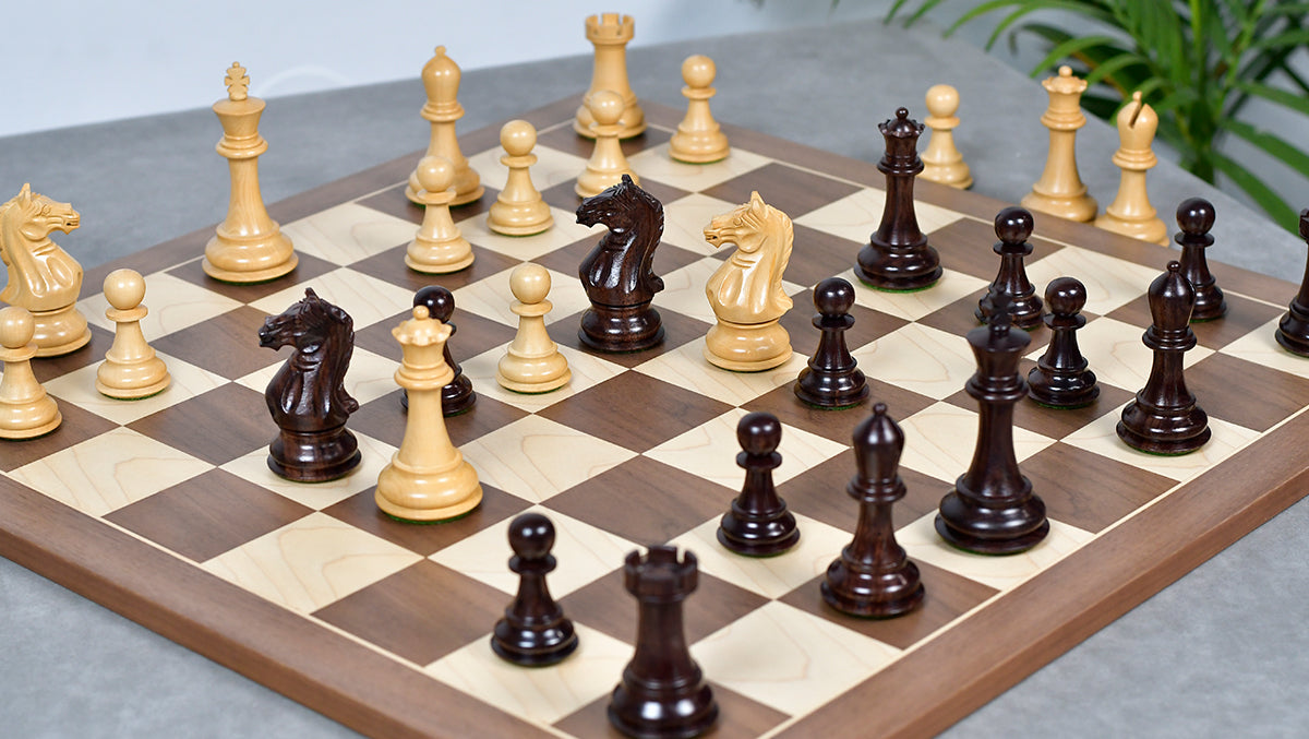 The Supreme Series (The Queens's Gambit) Staunton Weighted Chess Pieces in Acacia Wood & Indian Boxwood 4 inch King - 1400 GMS