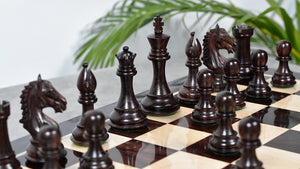 Derby Knight Staunton Weighted Chess Pieces in Rosewood & Boxwood - 4.1" King