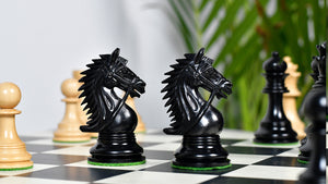 The Bridle Series Luxury Triple Weighted Chess Pieces in Ebony Wood / Boxwood - 4.2" King