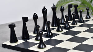 3.75'' Herman Ohme Minimalist Chess Set – Weighted Ebonized Boxwood – Pieces Only
