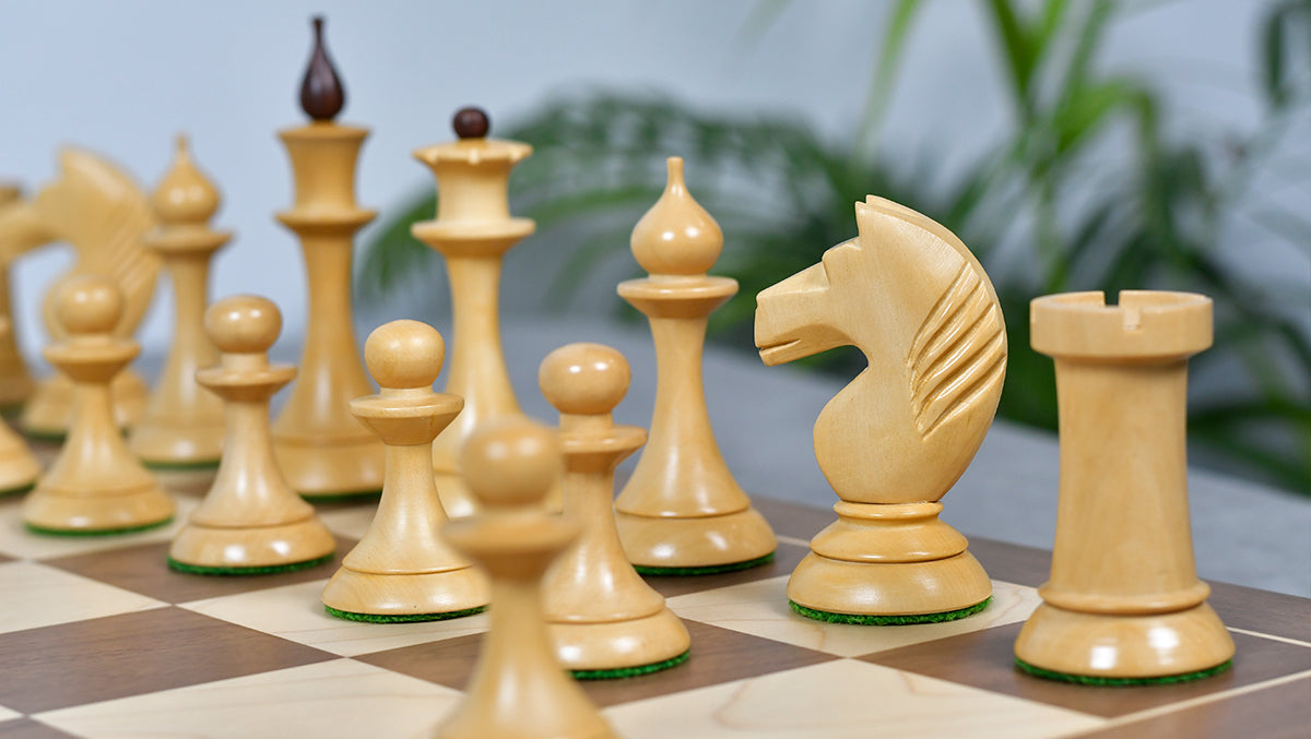 1950s' Soviet Russian (Queen' Gambit Series) Latvian Chess Pieces in Sheesham & Natural Boxwood - 4.1" King