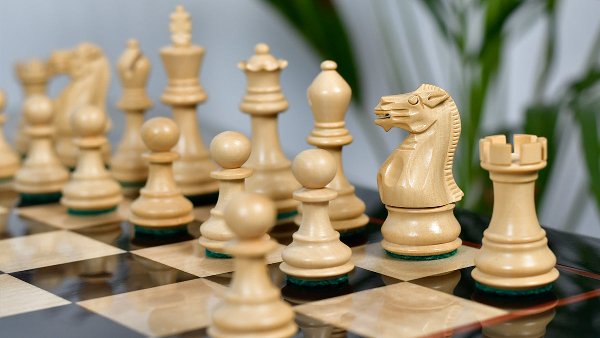 Classic 101 Staunton Series Club Sized Wooden Chess Pieces In Ebony Wood & Box Wood - 3.0" King