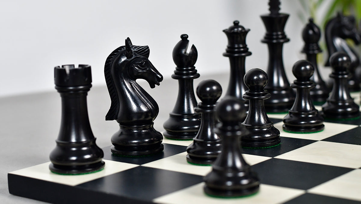 The Candidates Series Staunton Chess Pieces in Ebony / Box Wood - 3.75" King