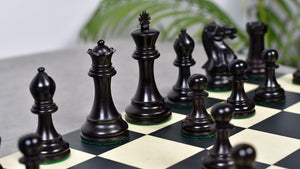 3.8" Pro Staunton Series Tournament Weighted Chess Pieces in Ebonized and Boxwood - 1264 Grams