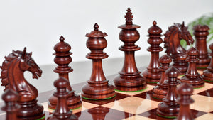 The Artisan Knight Handcrafted Luxury Wooden Chess Pieces In Bud Rosewood & Natural Boxwood - 4.4" King