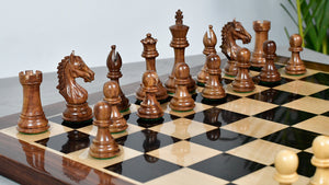Derby Knight Staunton Weighted Chess Pieces in Sheesham & Boxwood - 4.1" King