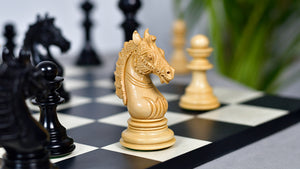 The Sikh Empire Series Triple Weighted Wooden Handmade Chess Pieces in Genuine Ebony Wood and Indian Boxwood - 4.5" King with Extra Queens