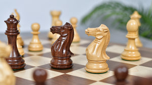 The Honour of Staunton (HOS) Series Weighted Chess Pieces in Sheesham & Natural Boxwood - 4.0" King