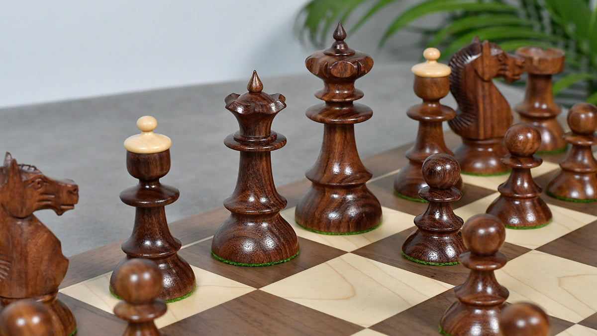 Vintage Series Original Austrian Coffee House Old Vienna Chess Pieces in Sheesham Wood and Boxwood V2.0- 3.75" King