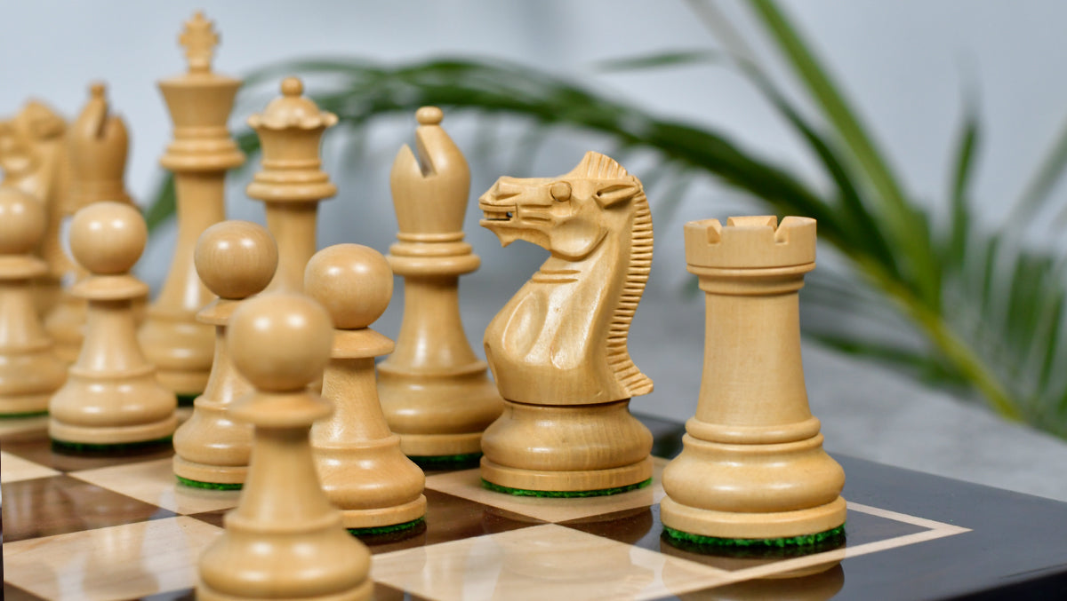4.0'' Prestige Staunton Series Weighted Chess Pieces in Anjan Wood & Box Wood - 1560 Grams