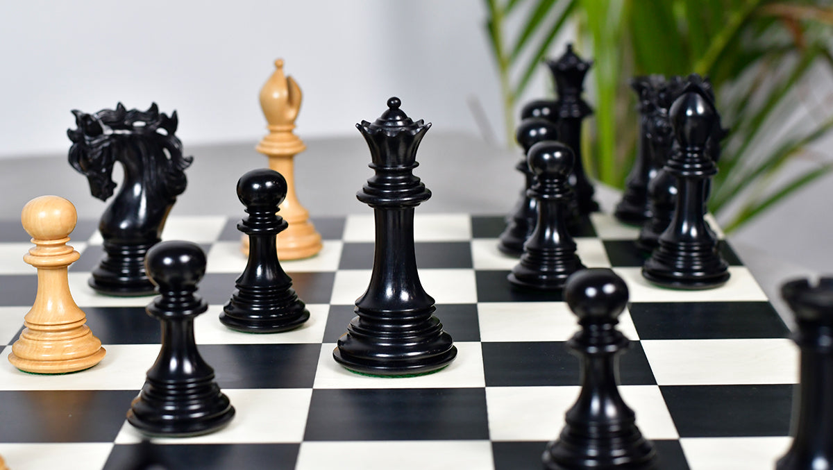 Viking Series Triple Weighted Staunton Luxury Chess Pieces – Handcrafted Ebony & Boxwood, 4.4” King