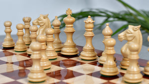 Meghdoot Staunton Series Wooden Chess Pieces in Bud Rosewood & Boxwood - 3.2" King