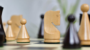 4.09" Classic Series Cone Shaped Chess Pieces in Ebonized Boxwood & Natural Boxwood - 940 Grams