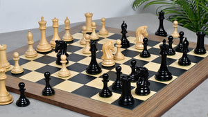 Combo Of 4.4 Inch Luxury Imperial Collector Series Artisan Chess Pieces Triple Weighted in Ebony and Boxwood With Wooden Black Dyed Poplar Sycamore Chess Board