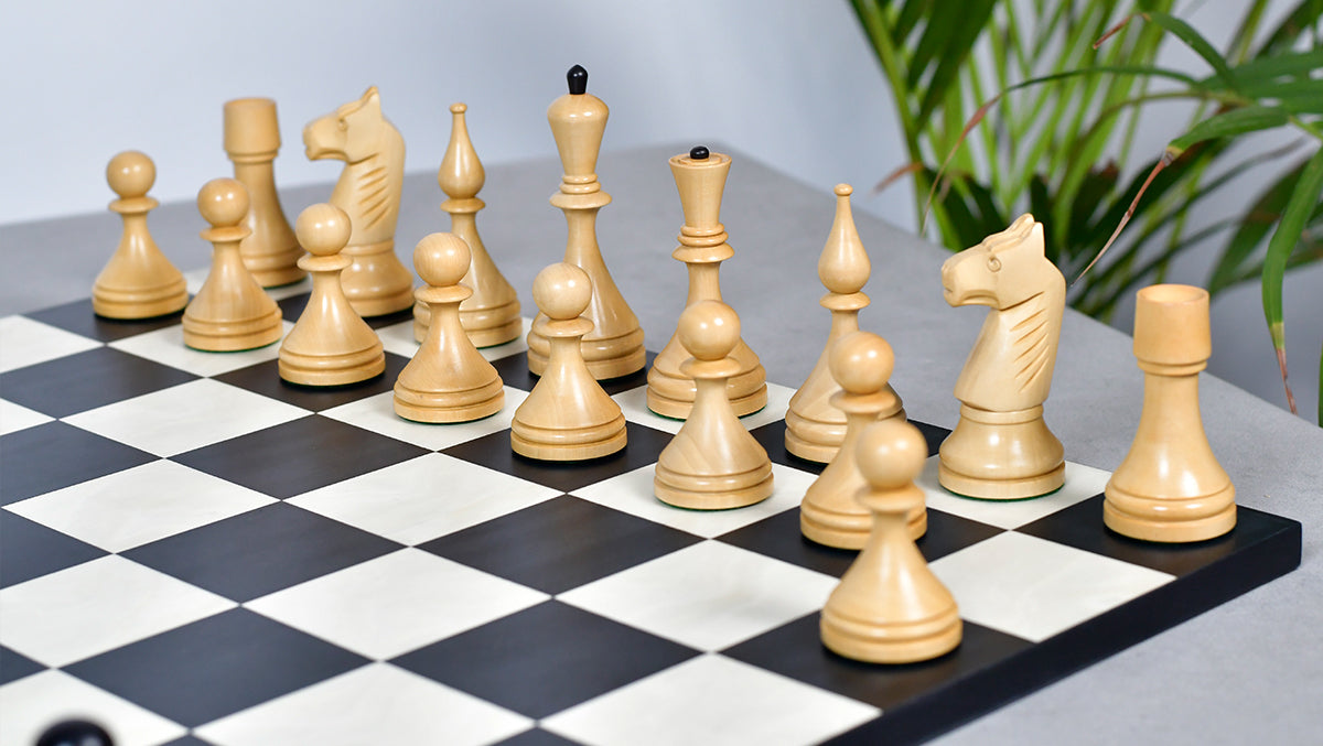 1961 Soviet Championship Baku Chess Pieces in Ebonized / Box wood - 4.05 King