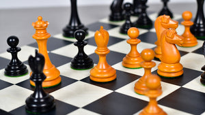 Reproduced B & Co 1860s Antique Chess Pieces in Ebony / Antiqued Box wood - 3.9" King