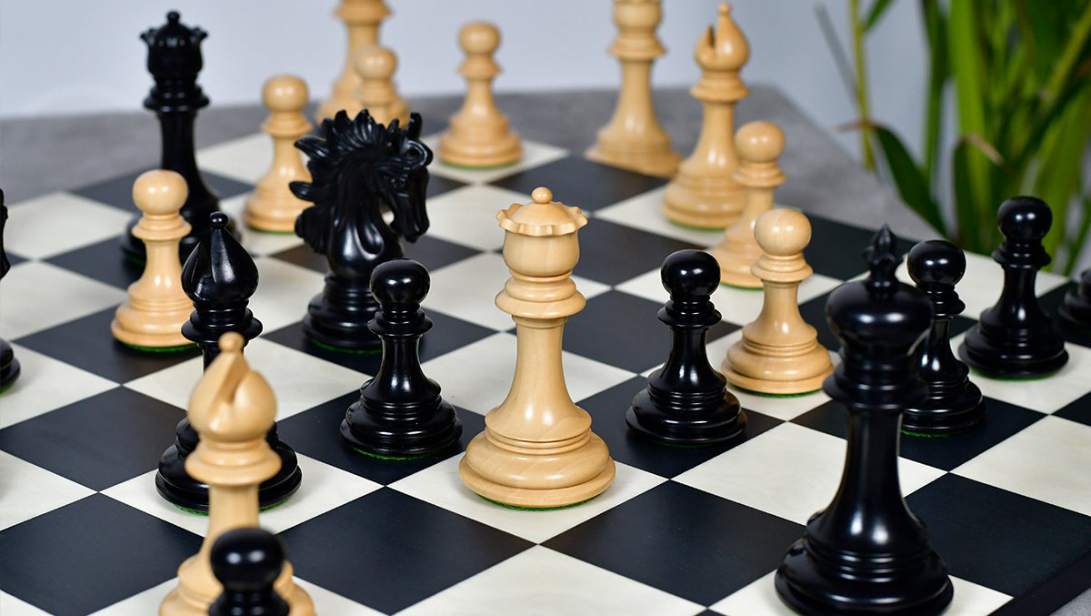 The Arabian Knight Series Artisan Staunton Luxury Chess Pieces in Ebony & Boxwood - 4.2" King