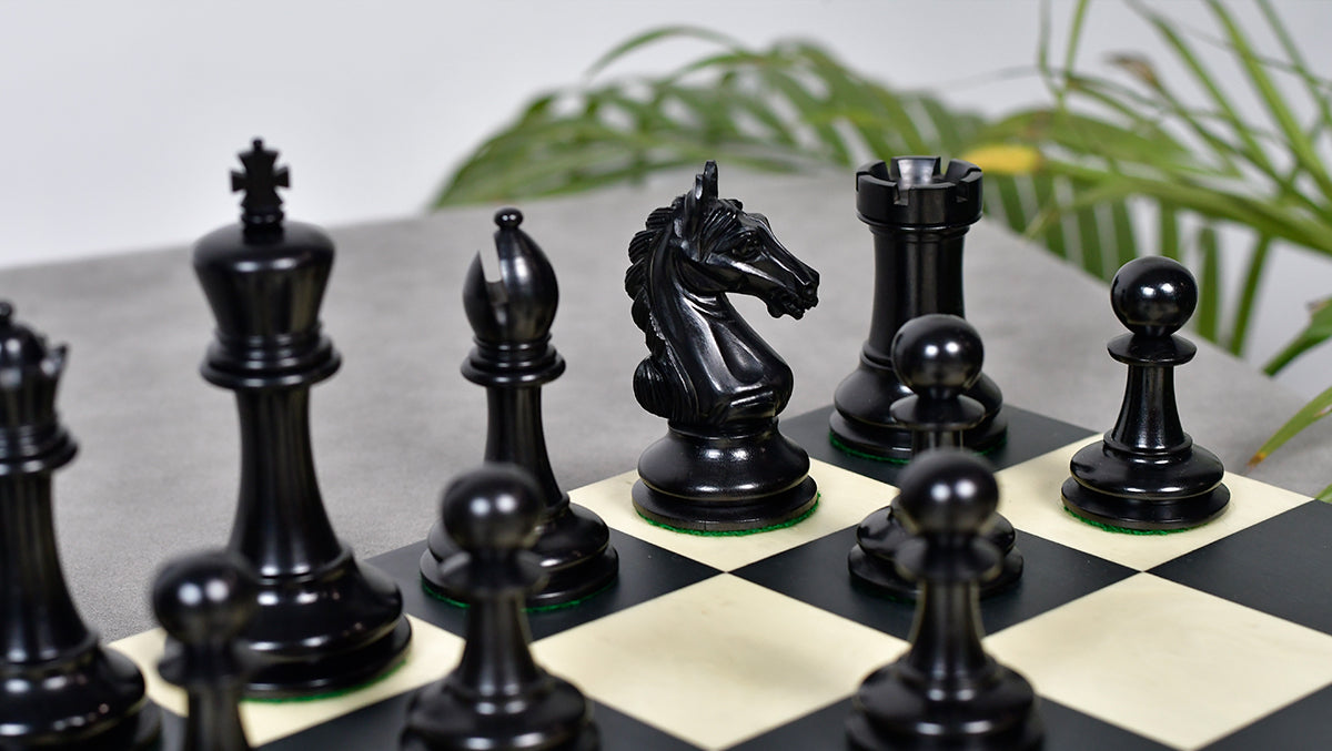 4.0'' The Ancient Indian Warrior Staunton Luxury Series Chess Pieces in Ebony / Antiqued Box Wood - 1660 Grams