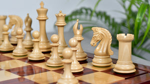 Combo Of 4.4 Inch Luxury Imperial Collector Series Artisan Chess Pieces Triple Weighted in Padauk Wood and Boxwood With Wooden Bud Rosewood / Maple Chess Board