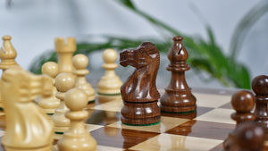 Smokey Staunton Series Chess Pieces in Sheesham & Boxwood - 3.8" King