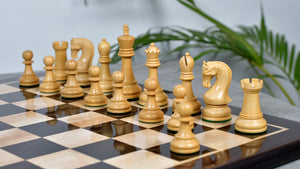 The Leningrad Club-Sized Wooden Chess Pieces in Indian Rosewood & Boxwood- 4.0" King