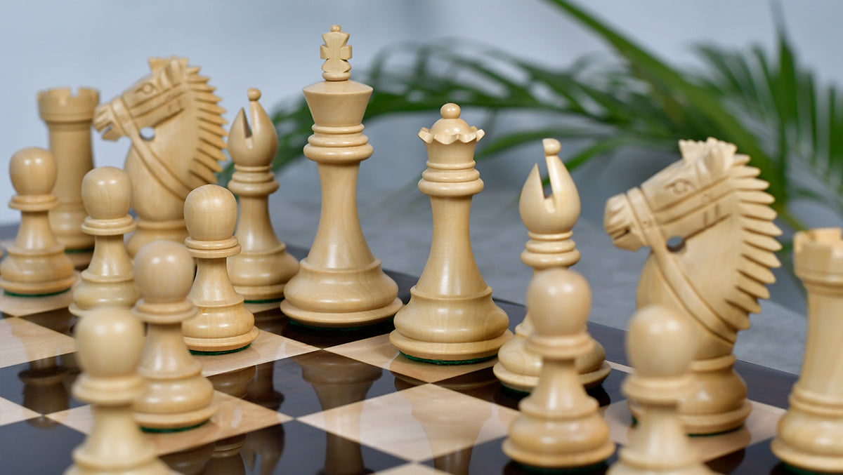 The Bridle Knight Series Wooden Chess Pieces in Indian Rosewood & Box Wood - 4.1" King