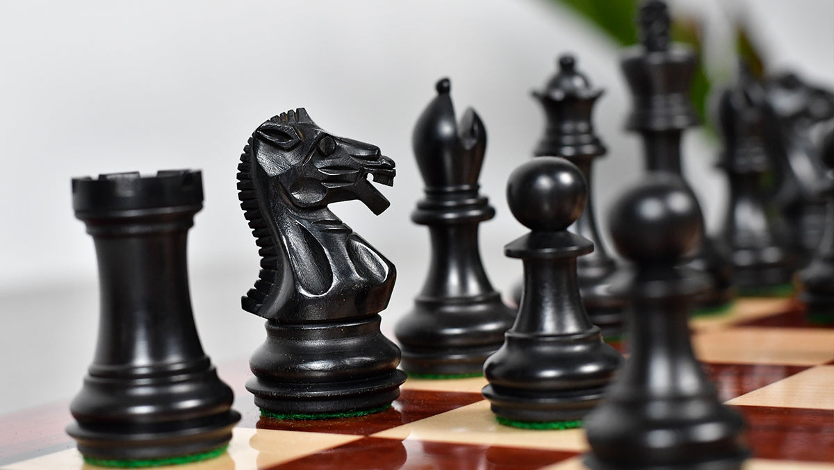 Laughing Knight Staunton Series Chess Pieces in Ebonized & Boxwood - 3.0" King