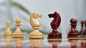 Reproduced 3.5" King Size William Hamlett Wooden Chess Pieces in Bud Rosewood / Boxwood