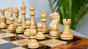 The Judit Polgar Repro Staunton Weighted Tournament Chess Pieces in Anjan Wood & Boxwood 3 ¾ Inch King - 1000 Grams