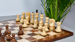 Traditional Russian Zagreb Wooden Chess Pieces in Sheesham & Natural Boxwood - 3.1" King