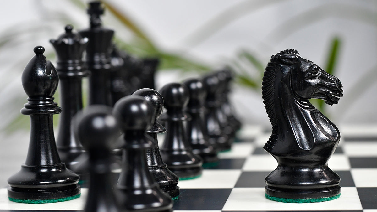 GM Blitz Edition Staunton Series Chess Pieces in Ebony Wood & Natural Boxwood - 3.75" King