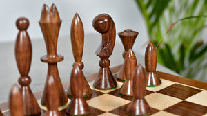 1958 ANRI Space Age Chess Pieces by Arthur Elliott in Sheesham & Box Wood - 4.25" King