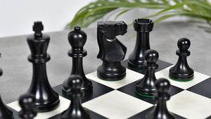 The Old Vintage English Staunton Series Chess Pieces in Ebonized wood & Boxwood - 3.8" King