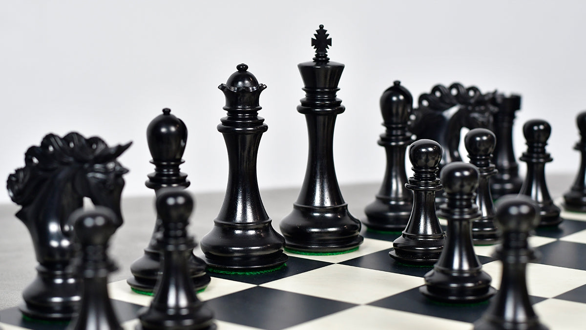 The Pegasus Series Artisan Staunton Chess Pieces version 2.0 in Ebony / Boxwood - 4.6" King