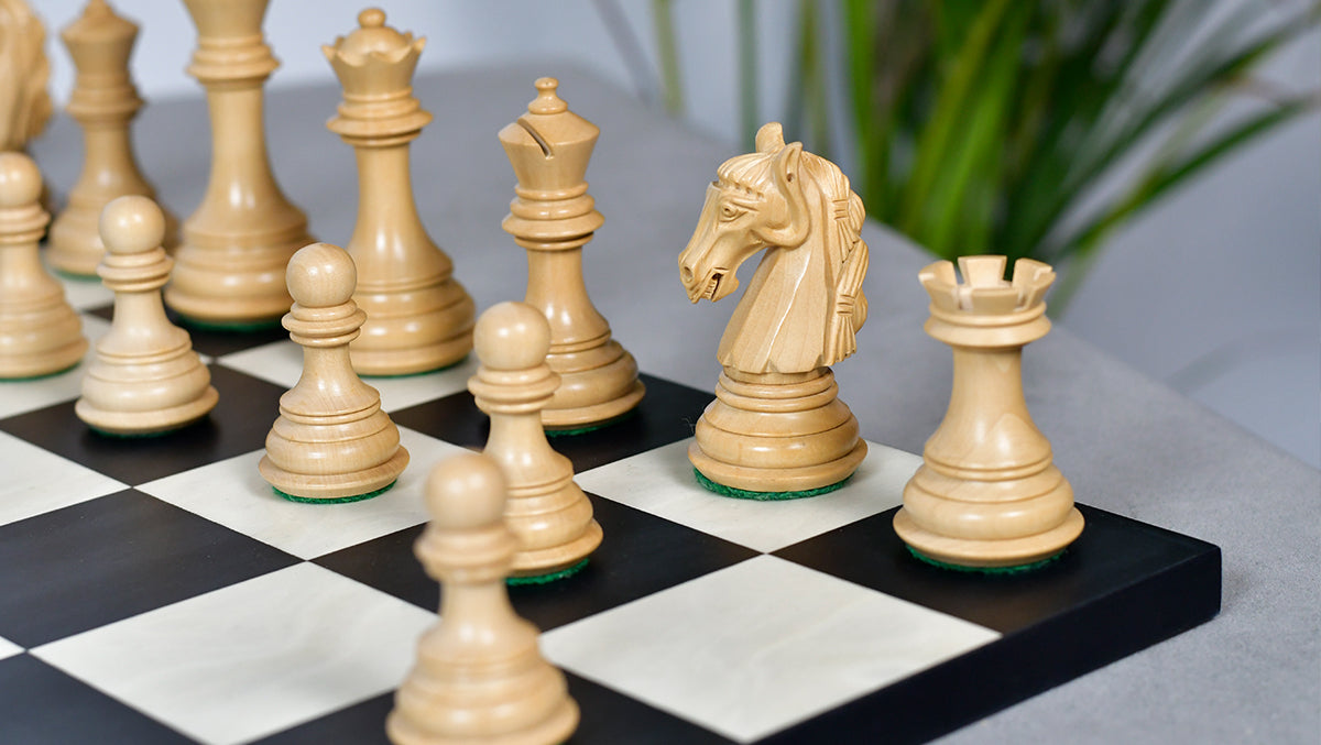 Columbian Staunton Series Chess Pieces in Ebony Wood & Box wood - 3.8" King