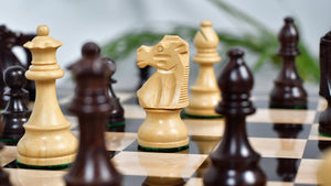 French Lardy Exclusive Tournament Size Weighted Wooden Chess Pieces in Indian Rosewood / Box wood - 3.75"