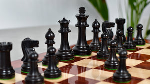 Canadian Staunton Series Chess Pieces in Ebonized Boxwood /Natural Boxwood - 3.3" King