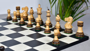 Burnt Blazed Series Handcarved (Lacquerd) Chess Pieces in Burnt Boxwood - 3.8" King