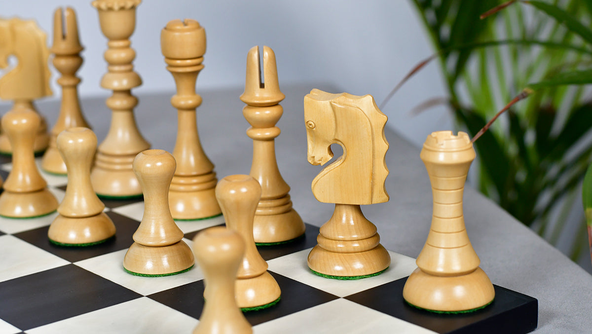 Historic 1929 Barcelona "Joc Catalan" Chess Pieces in Ebony & Boxwood - 4.3" King