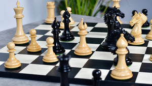 The Mustang Series Wooden Triple Weighted Chess Pieces in Ebony / Boxwood - 4.4" King