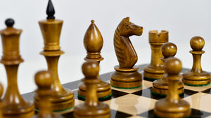 The Repro of Averbakh 1949 Moscow Chess Championship Chess Pieces in Ebonized & Antiqued Boxwood 4.20 inch King - 1130 Grams Weight
