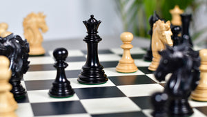 Crown Heritage Series Luxury Chess Pieces in Ebony Wood & Natural Boxwood 4.3” King