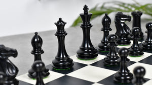 The Old Romeo Staunton Series Weighted Chess Pieces in Ebony & Box Wood - 3.8" King