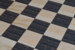 21" Wooden Chess Board in Tiger Ebony & Maple Look with Epoxy Matte Finish – 55mm Squares