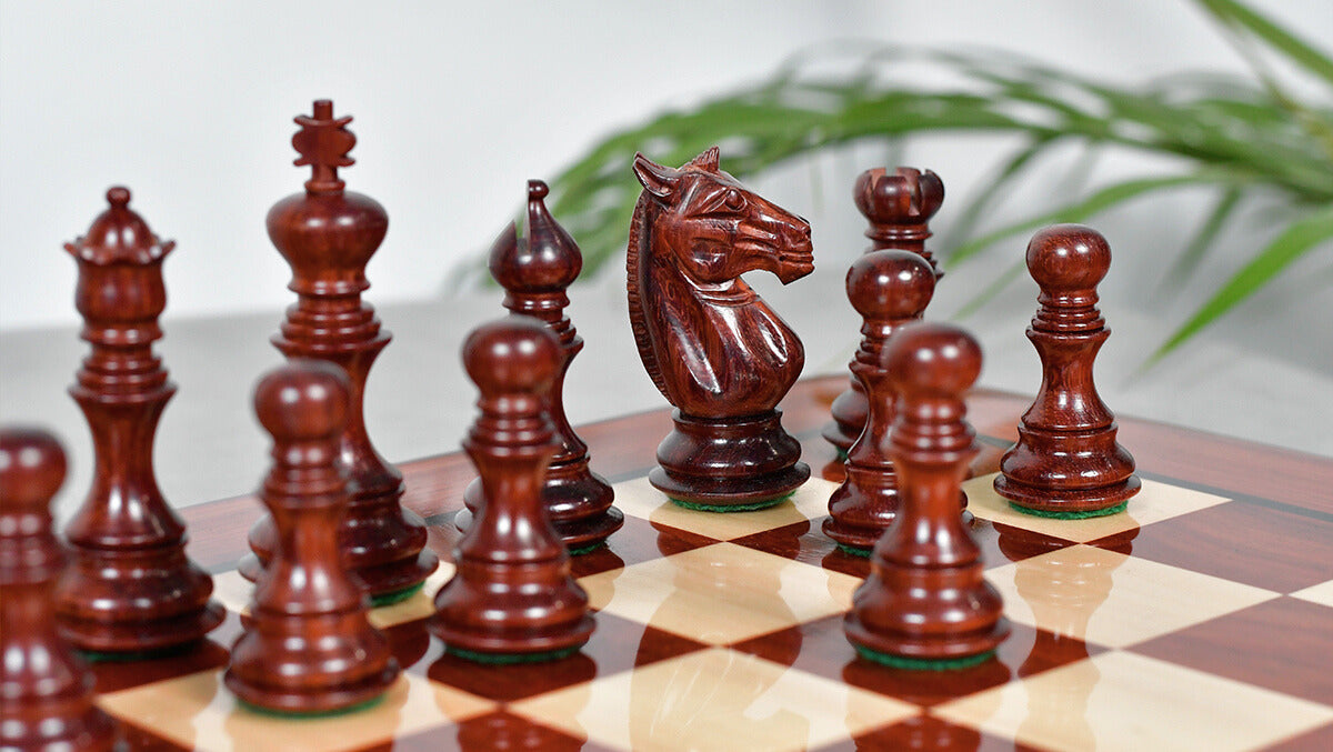 Meghdoot Staunton Series Wooden Chess Pieces in Bud Rosewood & Boxwood - 3.2" King