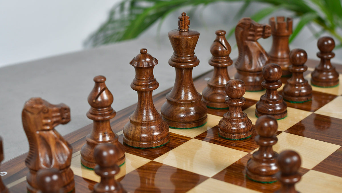 Smokey Staunton Series Chess Pieces in Sheesham & Boxwood - 3.8" King